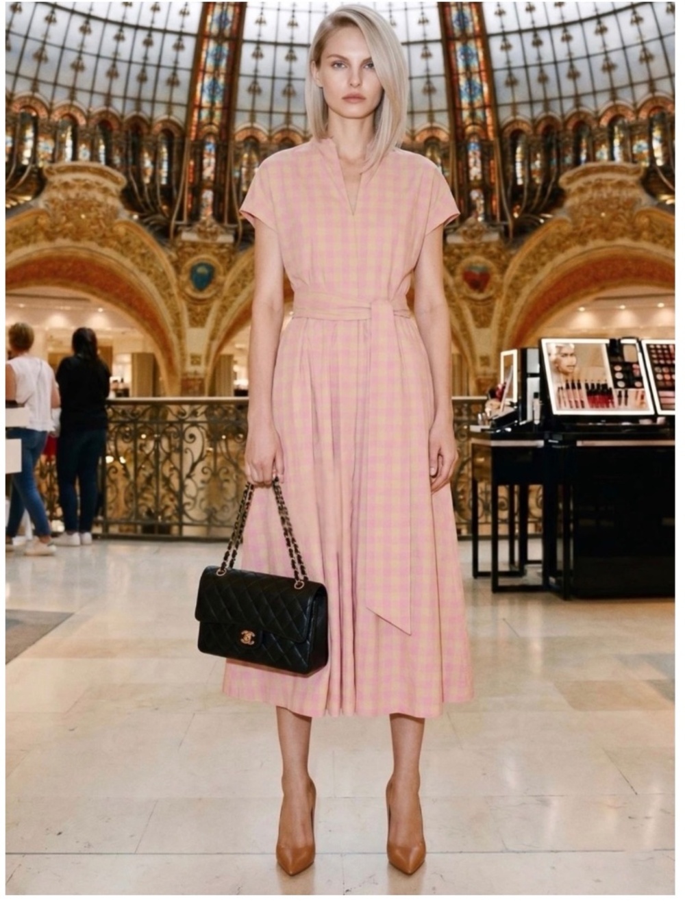 ZARA CHECK PLAID POPLIN DRESS ZW COLLECTION